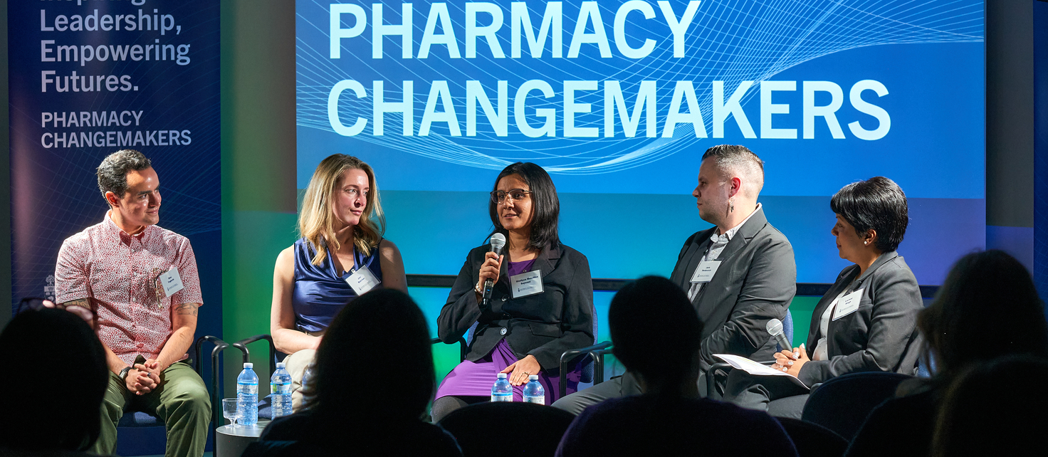 Five panelists from the Pharmacy Changemakers April 17 event